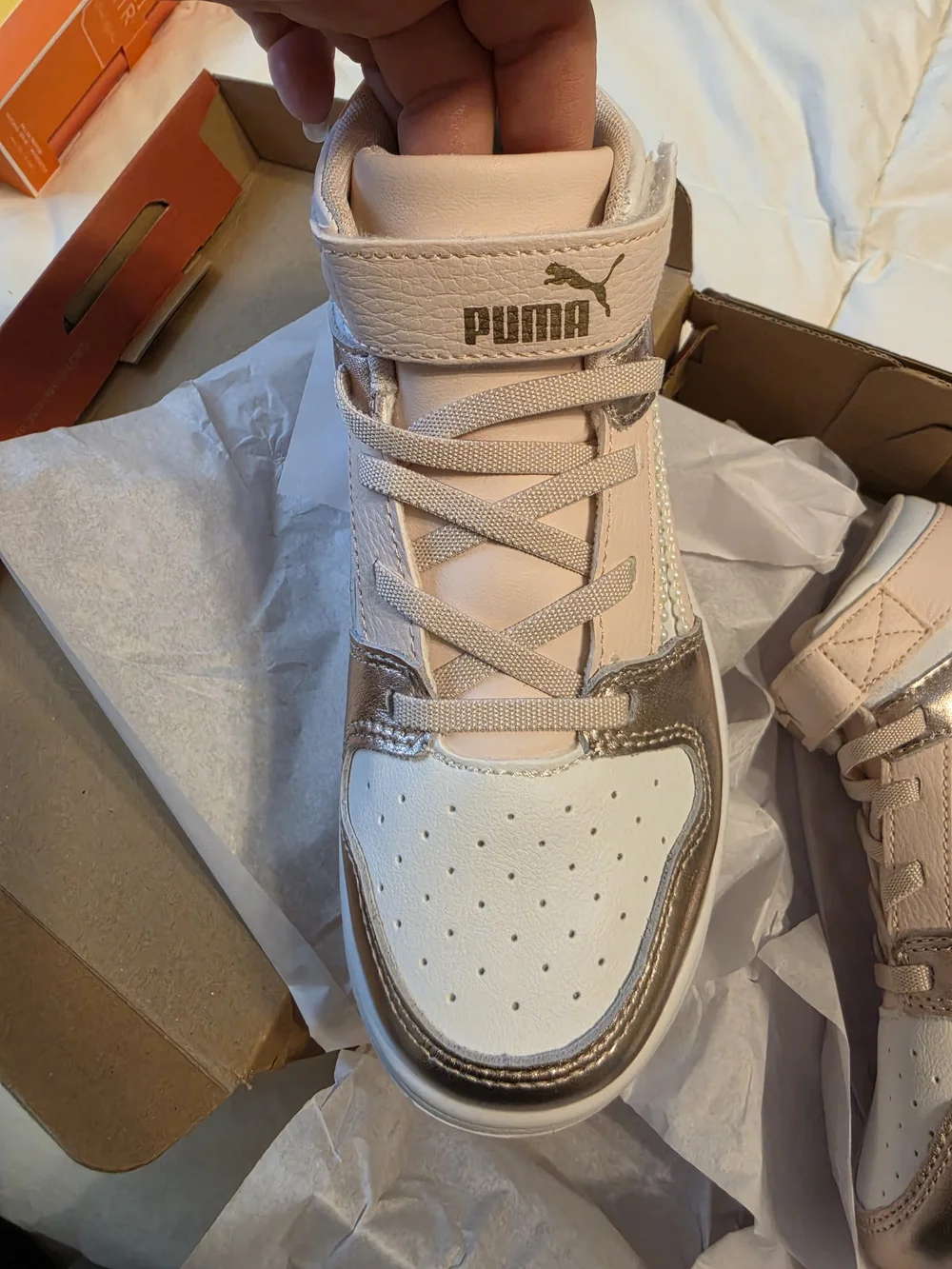 PUMA Kids' Pink & Silver High-Top Sneakers